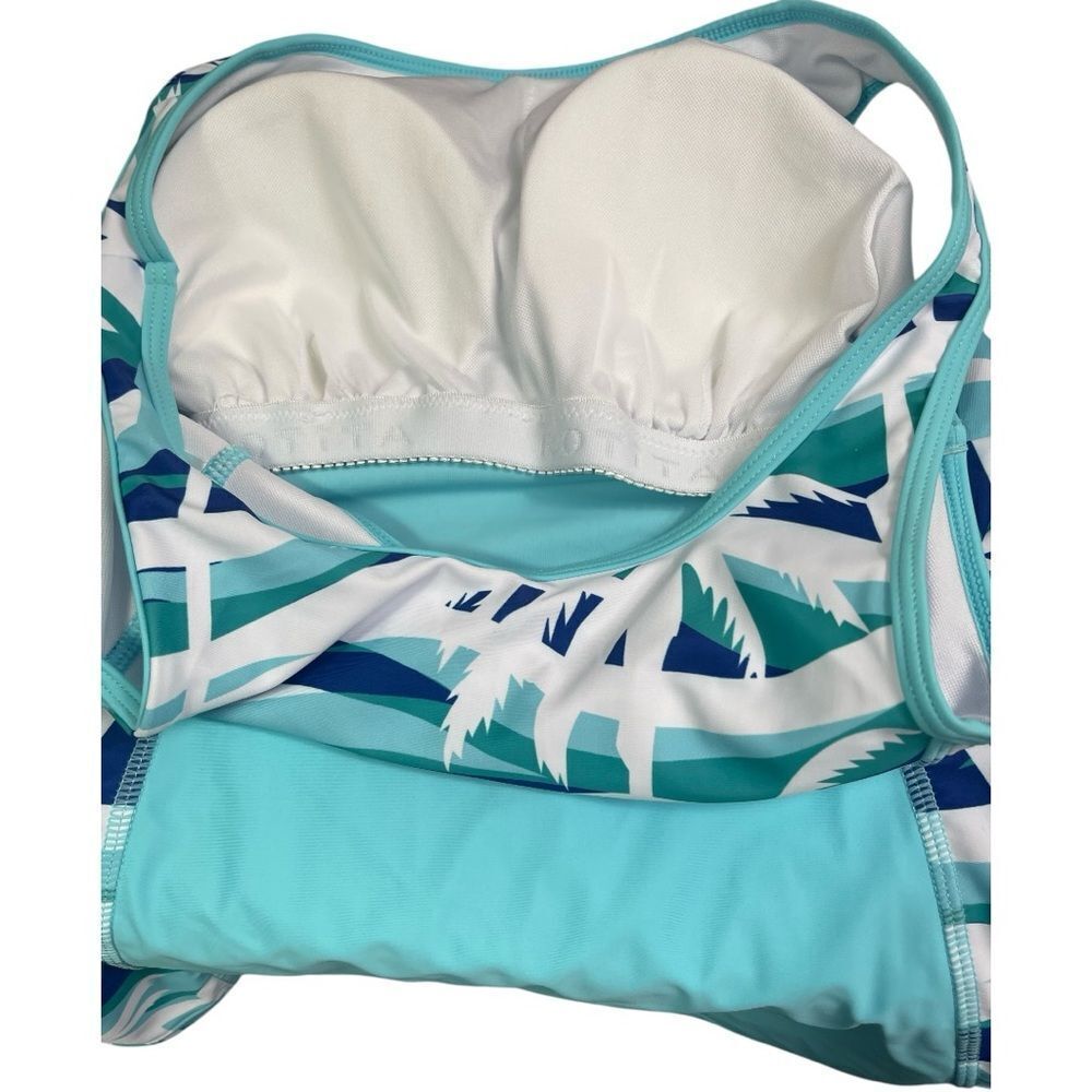 Tropical Print Women's Aqua Tankini Top - Picture 6 of 9